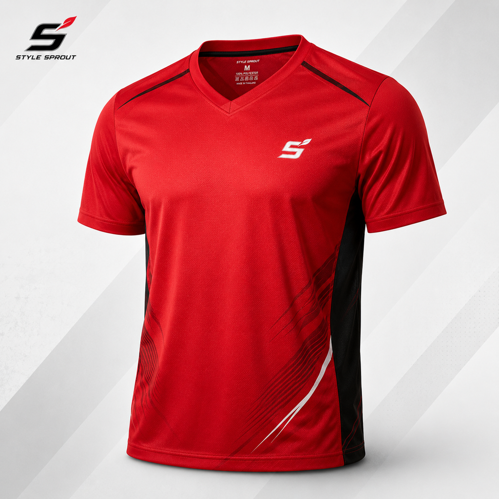 Sport T-Shirt V-Neck สีแดง
