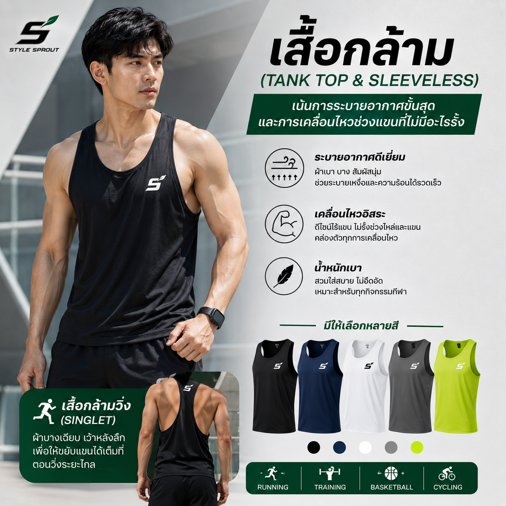 Tank Top & Sleeveless เสื้อกล้ามวิ่ง